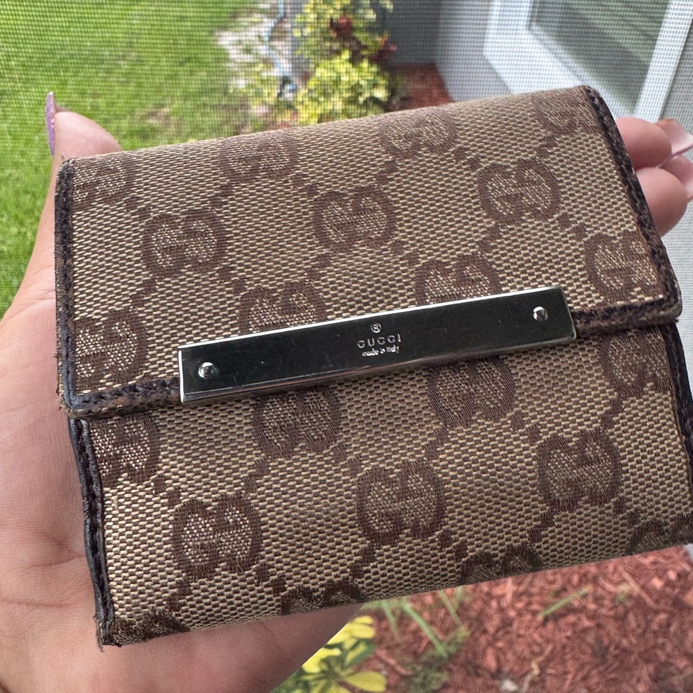 Gucci Brown GG Supreme Canvas Small Wallet with Silver Plate - Picture 11 of 16
